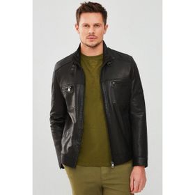 Derimod 22WGD6462VE Wade Siyah Deri Slim Fit Erkek Mont