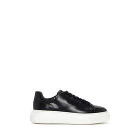 Derimod 24SFD613418 Siyah Bağcıklı Kalın Tabanlı Deri Erkek Sneaker
