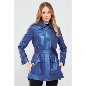 Derimod 24SGD59431T Anastasia Kadın Lacivert Metalik Deri Kaban