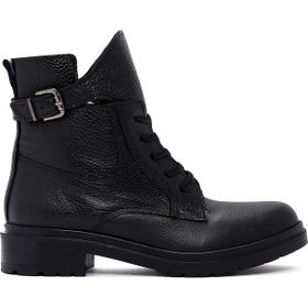 Derimod 24WFD2905FT Kadın Siyah Fermuarlı Toka Detaylı Deri Casual Bot