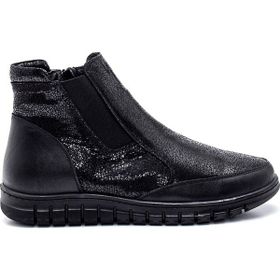 Derimod 24WFD360014 Kadın Siyah Fermuarlı Deri Comfort Bot