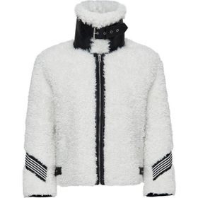 Derimod 24WGD5205FF Meribel Kadın Beyaz Siyah Çizgi Detaylı Teddy Mont
