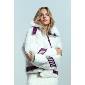 Derimod 24WGD5205FF Meribel Kadın Çok Renkli Mor Çizgi Detaylı Teddy Mont