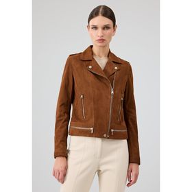 Derimod 24WGD52841B Layla Kadın Kahverengi Biker Süet Deri Ceket