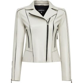 Derimod 24WGD5859U4 Kiara Kadın Bej Slim-Fit Biker Deri Ceket