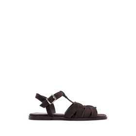 Derimod 25SFD160810 Kadın Kahverengi Bilekten Bantlı Süet Deri Sandalet