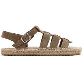 Derimod 25SFD206410 Kadın Vizon Tokalı Süet Deri Espadril Sandalet