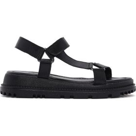 Derimod 25SFD300318 Siyah Bilekten Bantlı Deri Comfort Kadın Sandalet