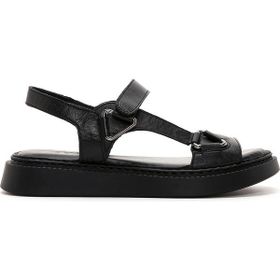 Derimod 25SFD340618 Siyah Deri Comfort Kadın Sandalet