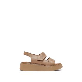 Derimod 25SFD342226 Camel Bantlı Kalın Tabanlı Deri Comfort Kadın Sandalet