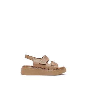 Derimod 25SFD342226 Camel Bantlı Kalın Tabanlı Deri Comfort Kadın Sandalet