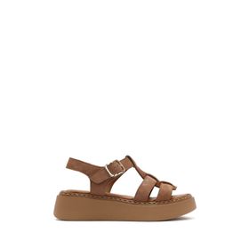Derimod 25SFD342310 Pudra Bilekten Tokalı Kalın Tabanlı Süet Deri Comfort Kadın Sandalet