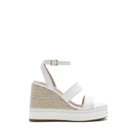 Derimod 25SFD443218 Beyaz Bilekten Tokalı Dolgu Topuklu Espadril Kadın Sandalet