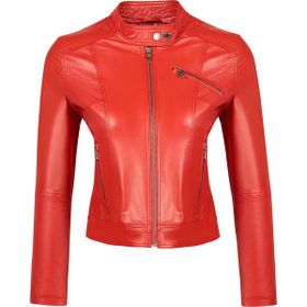 Derimod 25SGE5352U4 Kylie Kadın Kırmızı Hakim Yaka Kısa Deri Ceket