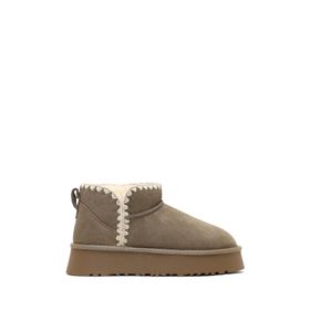 Derimod 25WFD478310 Kadın Vizon Süet Deri Teddy Bot