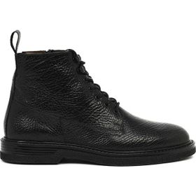 Derimod 25WFD6060FT Erkek Siyah Bağcıklı Fermuarlı Deri Casual Bot