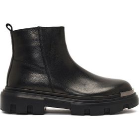 Derimod 25WFD6429FT Siyah Fermuarlı Kalın Tabanlı Deri Casual Erkek Bot