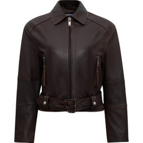 Derimod 25WGD5607VD Love Kadın Kahverengi Gömlek Yaka Vintage Oversize Deri Ceket