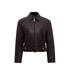 Derimod 25WGD5607VD Love Kadın Kahverengi Gömlek Yaka Vintage Oversize Deri Ceket