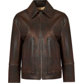 Derimod 25WGD5636VD Garcia Kadın Kahverengi Gömlek Yaka Oversize Deri Ceket