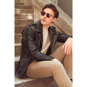 Derimod 25WGD6490G6 Carter Erkek Kahverengi Biker Deri Mont
