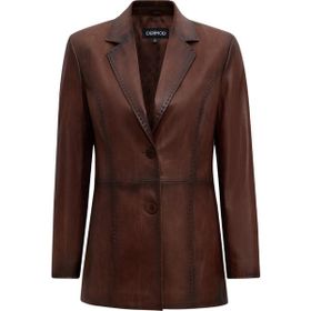 Derimod 25WGE5962NC Barbara Kadın Kahverengi Blazer Deri Ceket