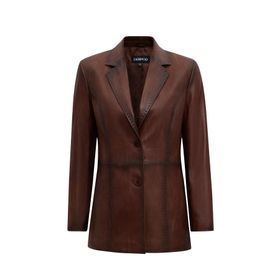 Derimod 25WGE5962NC Barbara Kadın Kahverengi Blazer Deri Ceket