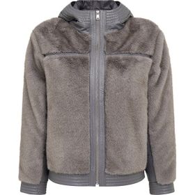 Derimod 25WGEP5627FF Prag Gri Kapüşonlu Teddy Deri Kadın Mont