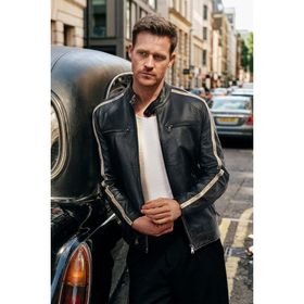 Derimod 25WGF6583CY Middleton Erkek Siyah Slim-Fit Kısa Deri Ceket