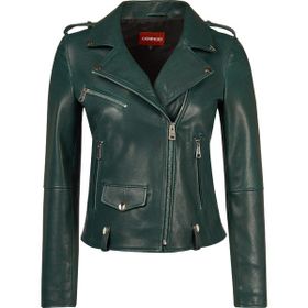 Derimod 25WGM57941M Egoist Kadın Yeşil Kısa Biker Deri Ceket