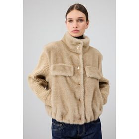 Derimod 25WGP5312FX Cortina Hardal Kadın Bej Kısa Teddy Mont