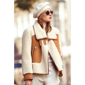 Derimod 25WGP5313FF Samoens Kadın Bej Kısa Teddy Mont