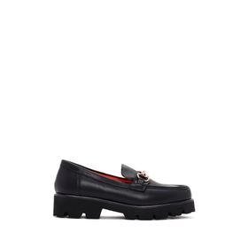 Derimod 26PFD405018 Flex Kadın Siyah Kalın Tabanlı Deri Maskülen Loafer