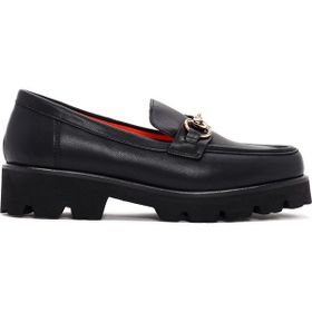 Derimod 26PFD405018 Flex Kadın Siyah Kalın Tabanlı Deri Maskülen Loafer