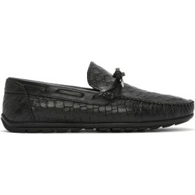 Derimod 26SFD7544E3 Erkek Siyah Kroko Deri Loafer
