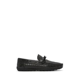 Derimod 26SFD7544E3 Erkek Siyah Kroko Deri Loafer