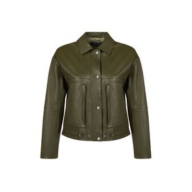 Derimod 26SGD5633S7 Madlen Kadın Haki Yeşil Oversize Deri Ceket