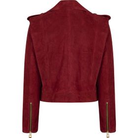 Derimod 26SGD563710 Ibiza Kadın Bordo Biker Süet Deri Ceket