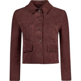 Derimod 26SGD565010 Cassandra Kadın Bordo Slim-Fit Süet Deri Ceket