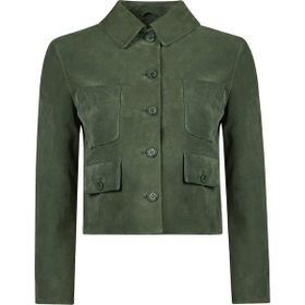 Derimod 26SGD565010 Cassandra Kadın Yeşil Slim-Fit Süet Deri Ceket