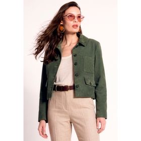 Derimod 26SGD565010 Cassandra Kadın Yeşil Slim-Fit Süet Deri Ceket