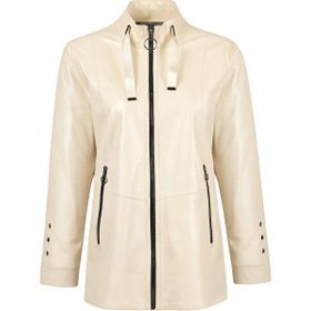 Derimod 26SGD5674U4 Dorothy Kadın Bej Geniş Kalıp Deri Mont