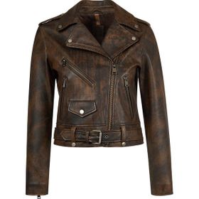 Derimod 26SGD5983VD Newage Kadın Kahverengi Slim-Fit Biker Deri Ceket
