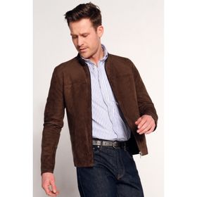 Derimod 26SGD648110 Clint Erkek Kahverengi Hakim Yaka Çift Tarflı Süet Deri Ceket