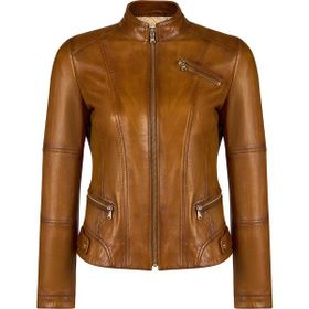 Derimod 26SGE5906NC Donna Kadın Camel Hakim Yaka Deri Ceket