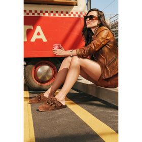 Derimod 26SGE5906NC Donna Kadın Camel Hakim Yaka Deri Ceket
