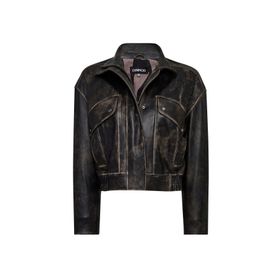Derimod Anita 25WGD5330G6 Kahverengi Oversize Vintage Deri Kadın Mont