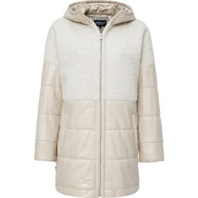 Derimod Atlanta 24WGP5281FF Bej Kapüşonlu Peluş Deri Kadın Mont