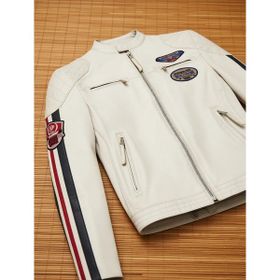 Derimod Storm 24SGM6525WF Beyaz Slim Fit Deri Erkek Mont
