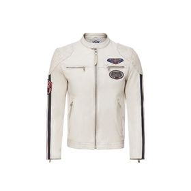 Derimod Storm Beyaz Slim Fit Deri Erkek Mont